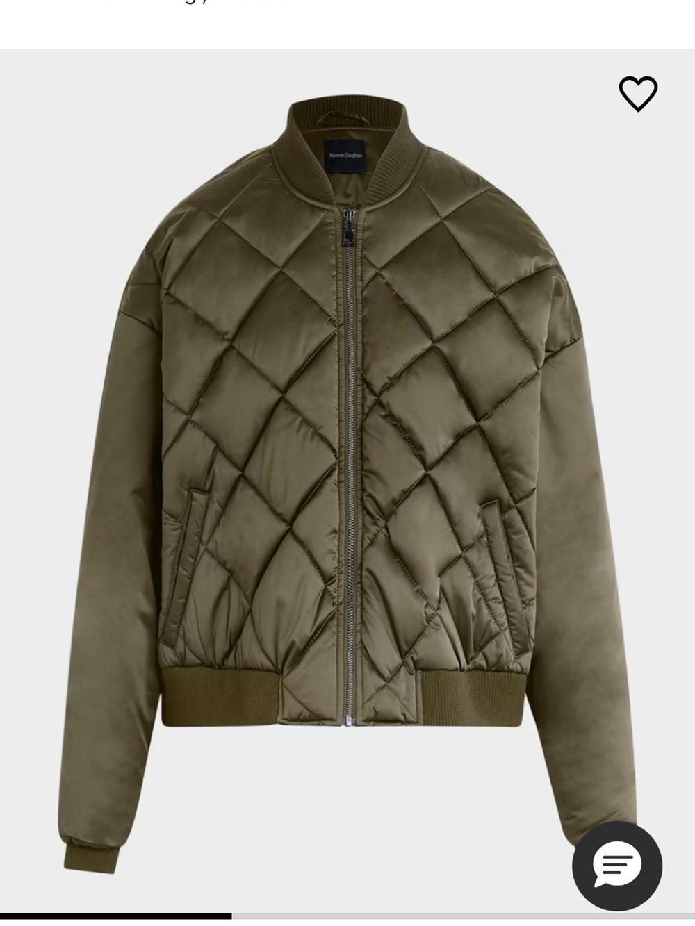 Favorite Daughter The Favorite Quilted Bomber Jacket Army Olive Satin | Size S